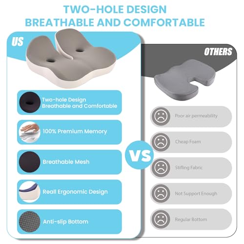 OVRST Seat CushionOffice Chair Memory Cushion Ergonomic Design Relieve Sciatica and LongTerm Sitting Pain Suitable for desks car Seats Games wheelchairs - Image 3