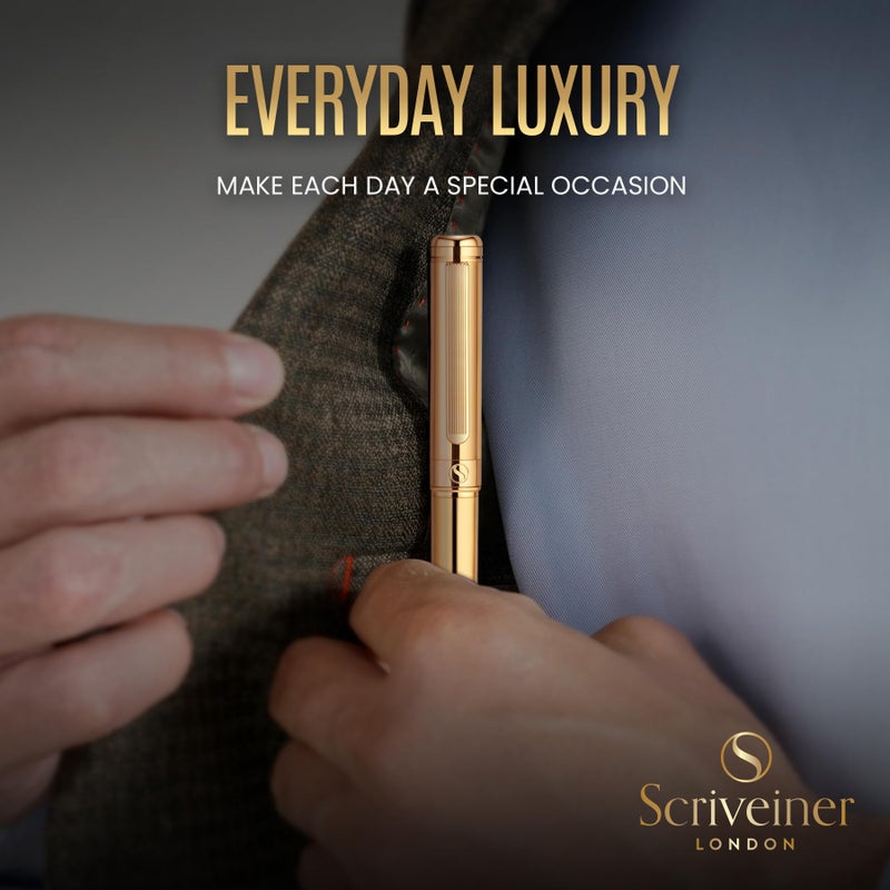Scriveiner Gold Ballpoint Pen - Stunning Luxury Pen with 24K Gold Finish, Schmidt Black Refill, Best Ball Pen Gift Set for Men & Women, Professional Executive Office, Nice Fancy Designer Pens - Image 5