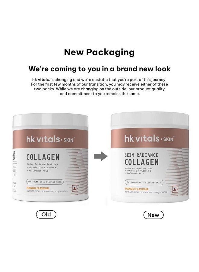 HealthKart hk vitals مكمل كولاجين البحر لإشراقة البشرة (مانجو، 200غ) | فيتامين C، E، صوديوم هيالورونات | لبشرة وشعر وأظافر صحية - Image 2