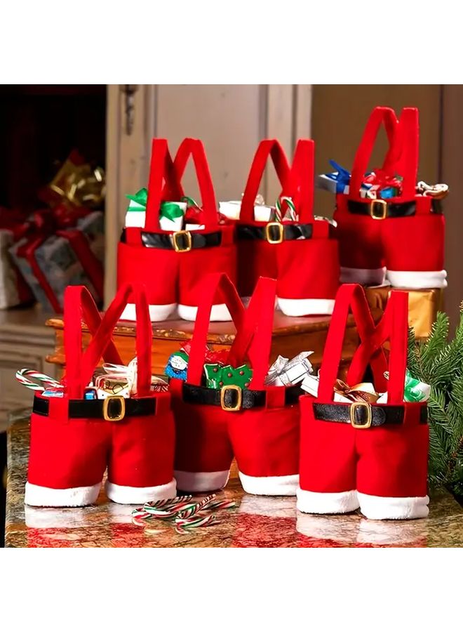 1pc Festive Santa Claus Pants Candy Bag Christmas Ornament Holiday Decoration Gift - Image 1