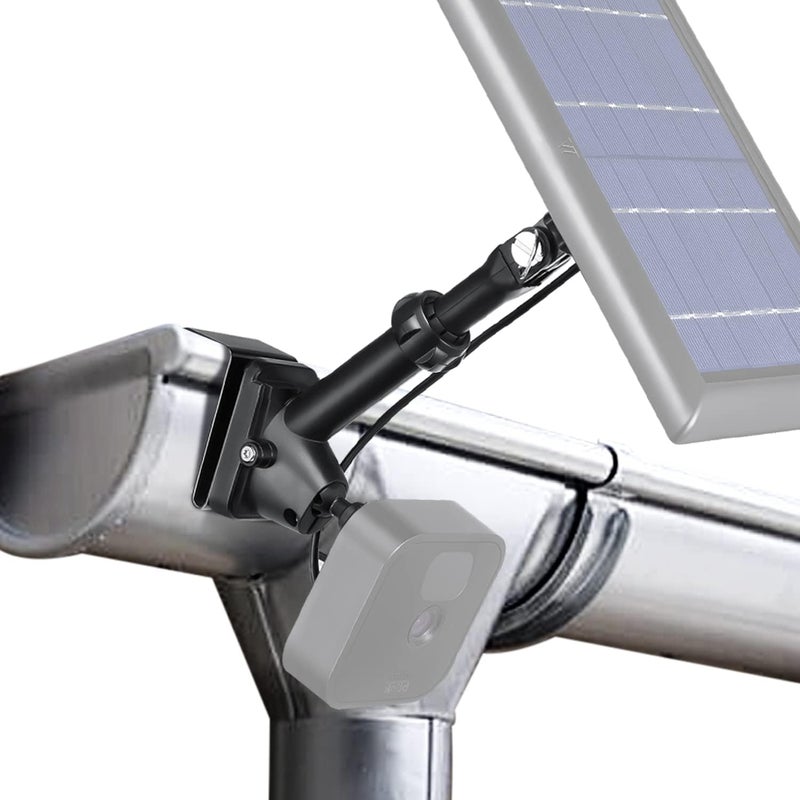 Wasserstein 2-in-1 Universal Gutter Mount for Camera & Solar Panel Compatible with Wyze, Blink, Ring, Arlo, Eufy Camera (Black) - Image 1
