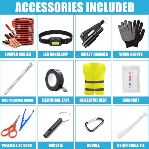 AUTODECO طقم الطوارئ على جانب الطريق من AUTODECO، طقم سلامة السيارة المحمول، أطقم السيارات للطوارئ، أسود - Image 2