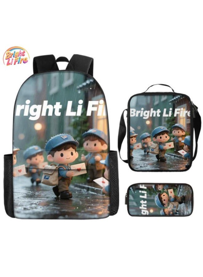 واضح من النار حقيبة كرتونية من ثلاث قطع، يسهل التعامل معها في مناسبات مختلفة (متوفرة للطلاب والأطفال والأصدقاء في النزهايات وتسلق الجبال والتعليم المدرسي وما إلى ذلك) | الكتفين + حقائب اليد + حقائب القرطاسية | موسم العودة إلى المدرسة / هدايا المهرجان - 35 - Image 1