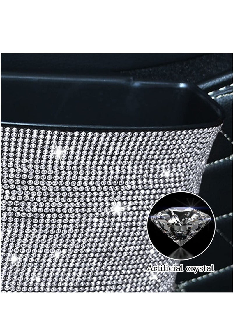 Excefore Car Trash Can, Hanging Wastebasket with Sparkling Rhinestones,  for Desk Car small-trash Portable Mini Dustbin, Vehicle Litter Storage Accessories, Office Kitchen Home - Image 5