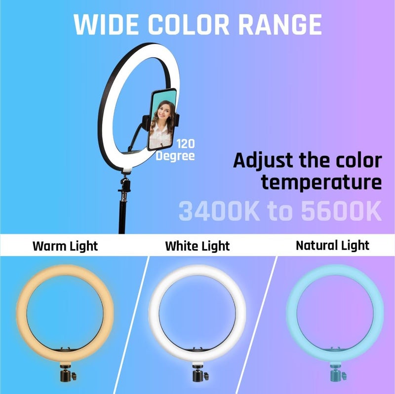 mobiwaves 10 Inch Professional LED Ring Light Kit with Phone Mount, Camera Mount and 7 Feet Tripod Stand for Vloggers, Makeup Artists, Youtubers and Influencers - Image 5