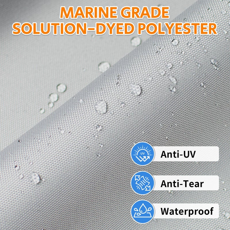 iCOVER Jon Boat Cover 16ft, Heavy Duty Waterproof Marine Grade Polyester Canvas Mooring Cover, Anti-UV Trailerable Jon Boat Covers, Fits Boats 16' Long Beam Width up to 75", Grey - Image 3