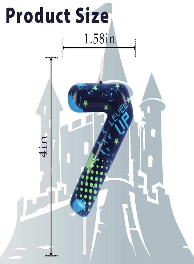 OGnomiFX STG Birthday Candles for Boys - Number 7 Candle for Video Game Birthday Cake Topper, Fort Battle Level Up Game Themed Birthday Party Supplies (Number 7) - Image 2