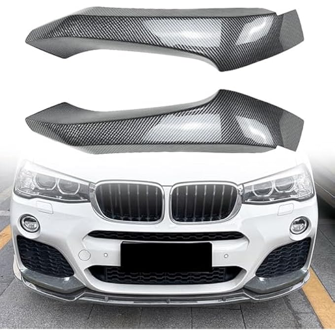 FINMOKAL غطاء زاوية سبويلر جانبي لشبكة الصدمات الأمامية بتصميم ألياف الكربون متوافق مع BMW X3 X4 F25 F26 M Sport 2014-2017 - Image 1