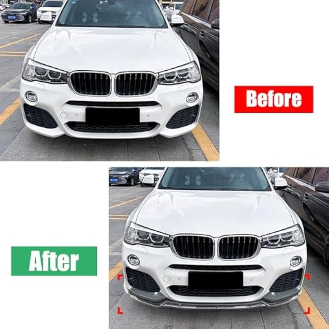 FINMOKAL غطاء زاوية سبويلر جانبي لشبكة الصدمات الأمامية بتصميم ألياف الكربون متوافق مع BMW X3 X4 F25 F26 M Sport 2014-2017 - Image 4
