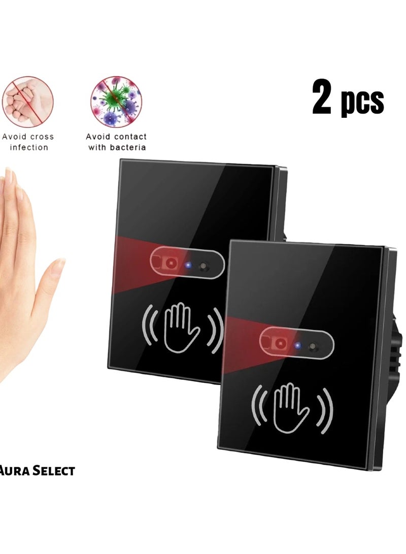  أورا سيليكت 2 قطعة مفتاح إضاءة مستشعر الحركة الذكي |مفتاح إضاءة ذكي يعمل بالأشعة تحت الحمراء ومفتاح حائط يعمل بالأشعة تحت الحمراء | لا يمكن لمسه 10 سم للكشف |سلك محايد مطلوب | للمنزل والفندق - Image 1