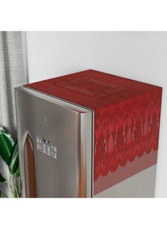 Kuber Industries Kuber Industries Fridge Top Cover | Household Refrigerator Cover | Refrigerator Top Cover for Kitchen | Refrigerator Top Protector | Net Jhalar Fridge Top Cover | Maroon  - Image 4