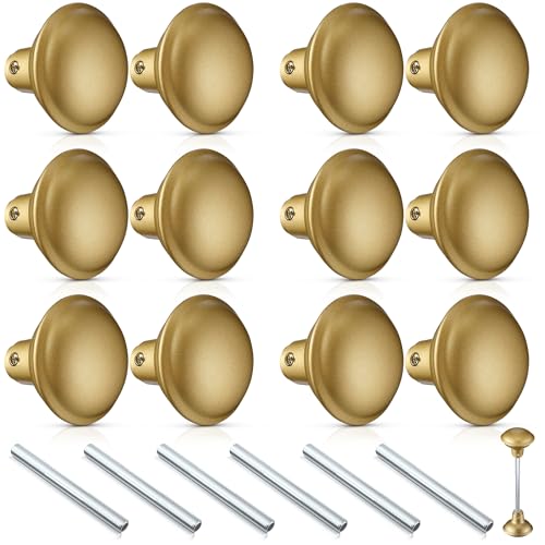 Saillong 6 Sets Vintage Style Door Knob Set with Spindle Old Style Door Knob Replacement with Electroplate Design 22inch Outside Diameter for Interior Doors Gold - Image 1