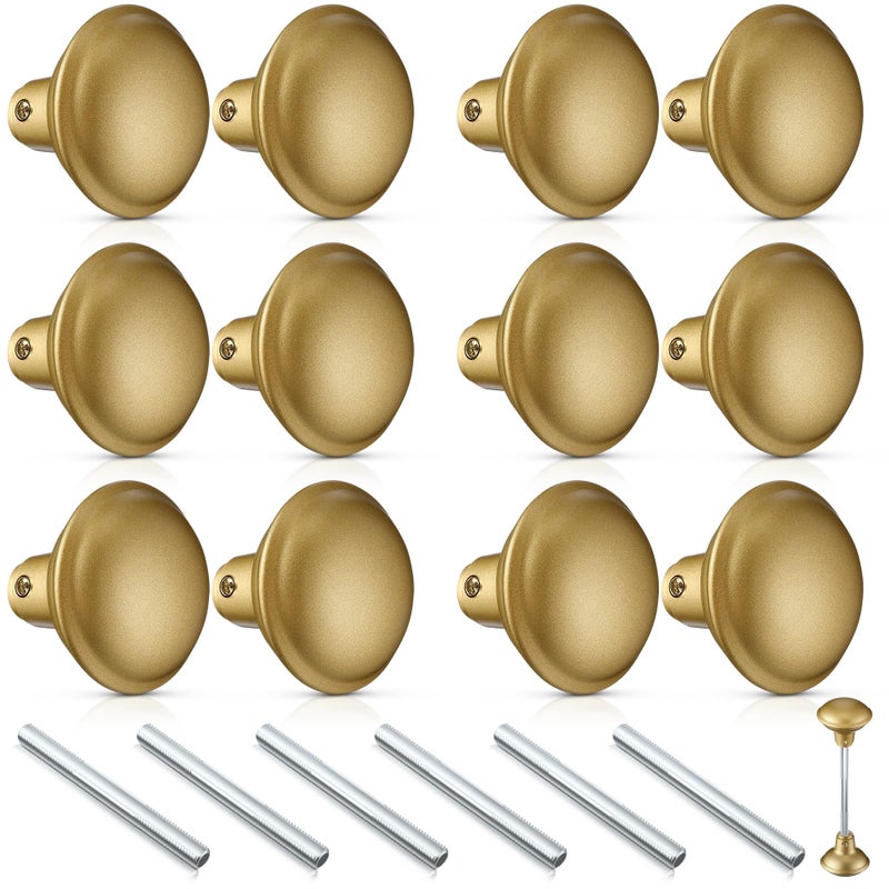 Saillong 6 Sets Vintage Style Door Knob Set with Spindle Old Style Door Knob Replacement with Electroplate Design 22inch Outside Diameter for Interior Doors Gold - Image 2