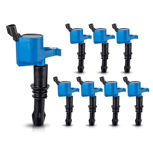 ENA Set of 8 Blue Ignition Coil Pack Compatible with Ford Expedition Explorer F150 F250 F350 F450 F550 Super Duty Mustang Navigator 2005 2006 2007 2008 V8 V10 4.6 5.4 6.8 Replacement for DG511 FD508 - Image 1
