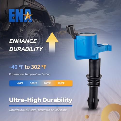 ENA Set of 8 Blue Ignition Coil Pack Compatible with Ford Expedition Explorer F150 F250 F350 F450 F550 Super Duty Mustang Navigator 2005 2006 2007 2008 V8 V10 4.6 5.4 6.8 Replacement for DG511 FD508 - Image 3