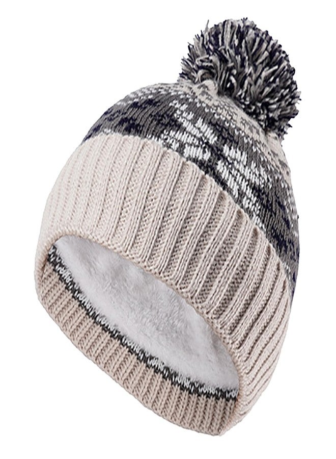 IPENNY Winter Knit Beanie Hat Scarf Gloves Set for Kids, Fleece Lining Cap with Pompom & Touchscreen Gloves for Cold Weather (3-11 Years old, Grey) - Image 3
