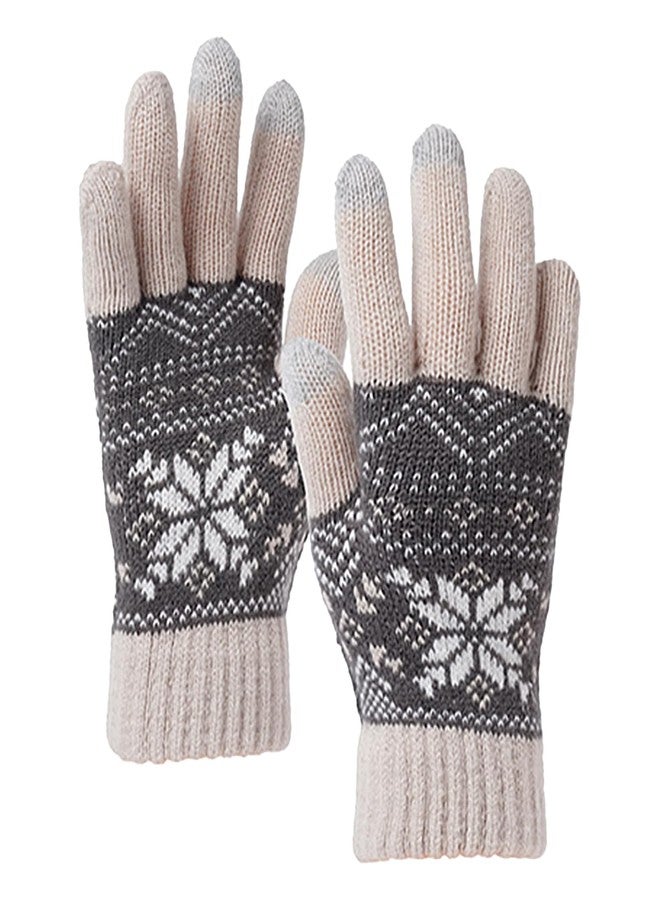 IPENNY Winter Knit Beanie Hat Scarf Gloves Set for Kids, Fleece Lining Cap with Pompom & Touchscreen Gloves for Cold Weather (3-11 Years old, Grey) - Image 4