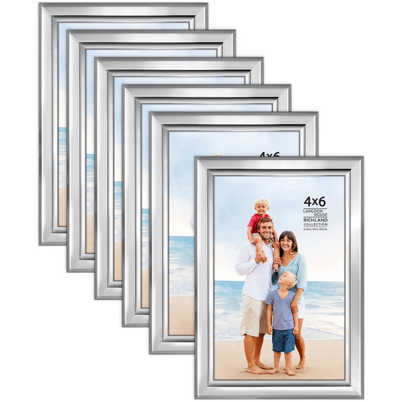 Langdon House 4x6 Picture Frames Set (Silver  6 Pack) Distinguished Edging for Classic Style  Richland Collection - Image 1