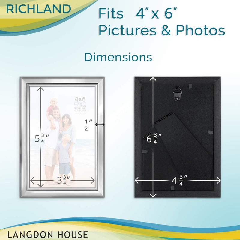 Langdon House 4x6 Picture Frames Set (Silver  6 Pack) Distinguished Edging for Classic Style  Richland Collection - Image 2
