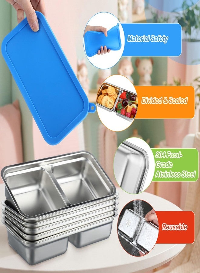 Yiyiring 6 Pack Stainless Steel Snack Container with Lids Reusable Snack Bento Boxes for Kids Stackable Meal Fruit Container Divided Food Storage Boxes for Travel Camping Lunch Prep Adult - Image 4