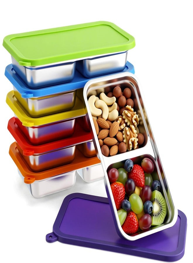 Yiyiring 6 Pack Stainless Steel Snack Container with Lids Reusable Snack Bento Boxes for Kids Stackable Meal Fruit Container Divided Food Storage Boxes for Travel Camping Lunch Prep Adult - Image 1