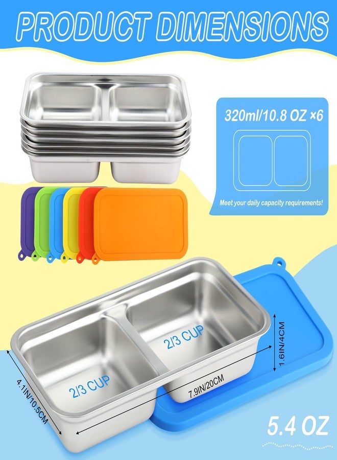 Yiyiring 6 Pack Stainless Steel Snack Container with Lids Reusable Snack Bento Boxes for Kids Stackable Meal Fruit Container Divided Food Storage Boxes for Travel Camping Lunch Prep Adult - Image 2