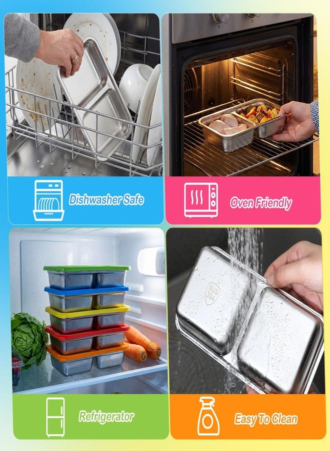 Yiyiring 6 Pack Stainless Steel Snack Container with Lids Reusable Snack Bento Boxes for Kids Stackable Meal Fruit Container Divided Food Storage Boxes for Travel Camping Lunch Prep Adult - Image 5