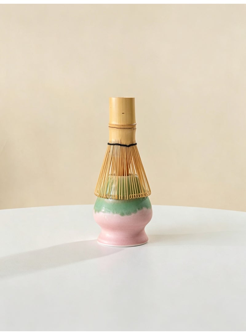 MAIDI 2-Piece Ceramic Matcha Bowl Set, Japanese Style Green Pink Gradient Tea Bowl with Spout & Whisk Holder, 550ml Traditional Matcha Preparation Bowl for Home Tea Making, Tea Ceremony, Gift for Matcha Lovers - Image 5