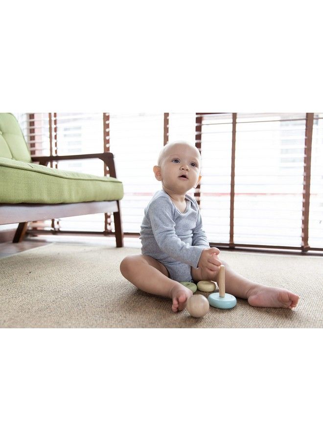PlanToys First Stacking Rings Baby Toy Sustainably Made From Rubberwood Featuring Organic Pigment Coloring And Water Based Dyes With Collapsible Central Rod For Safety - Image 4