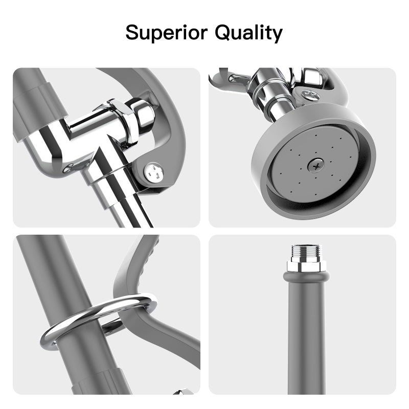 CWM Commercial Sink Sprayer with 45Flexble Stainless Steel Hose  1.42 GPM Pre Rinse Spray Valve with Ergonomic Handle  Commercial Kitchen Faucet Parts Dish Sprayer for Restaurants (Gray) - Image 4