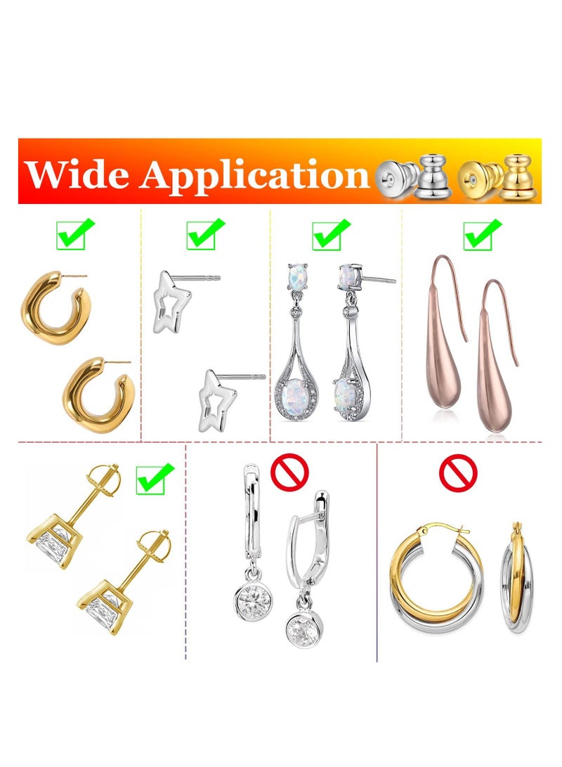 SYOSI Earring Backs, 5 Pairs Hypoallergenic Locking 18k Gold Bullet Earring Backs for Studs Replacements Secure Locking Backing for Sensitive Ears - Image 5