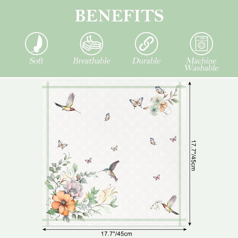 Arquiel Spring Summer Flower Bird Napkins 1818 Inch Dinner Cloth Napkins Set of 4 Washable Cotton Soft Absorbent Square Table Top Decoration for Dining Kitchen Party Wedding - Image 3