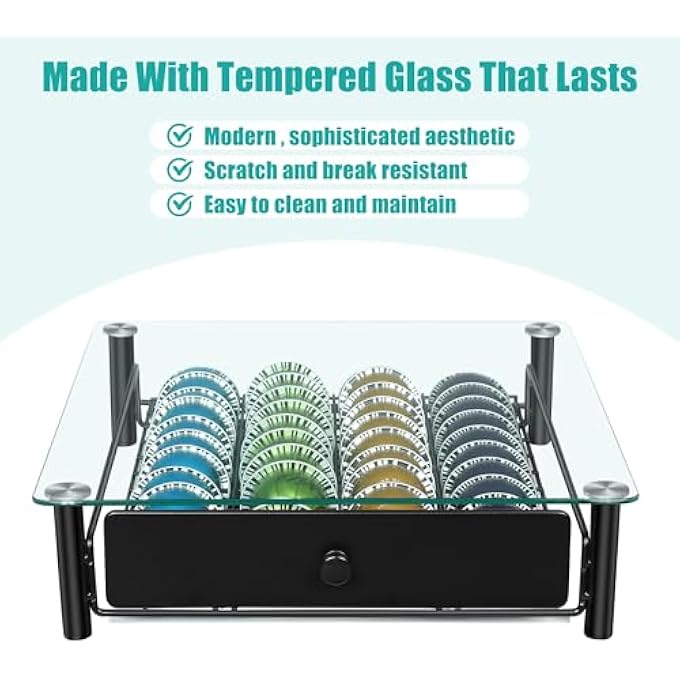 ريحني أدراج كبسولات القهوة درج حامل كبسولات زجاجية مقوى من الكريستال لكبسولات نسبريسو يحمل حتى 40 كبسولة بحجم 13X147X35 - Image 3