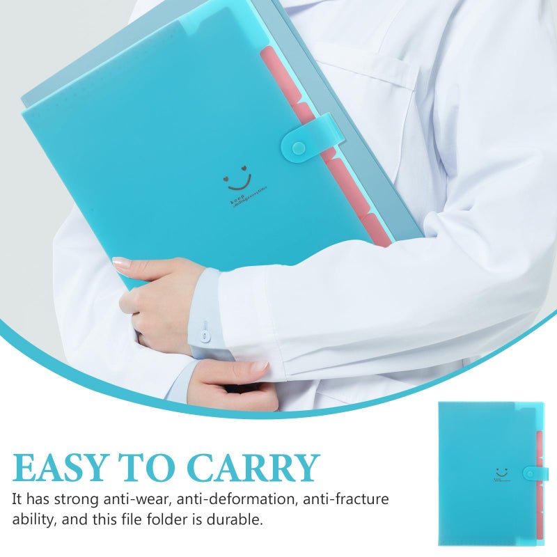 A4 Expanding Document Folder Organizer 5 Compartments Blue Student Office Receipt Storage - Image 4