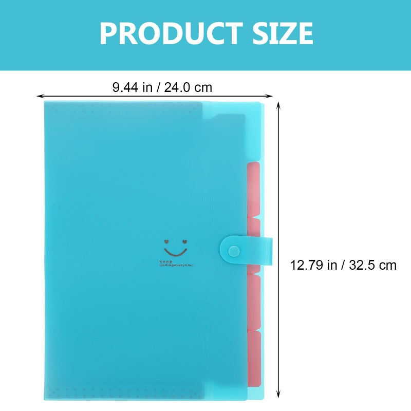 A4 Expanding Document Folder Organizer 5 Compartments Blue Student Office Receipt Storage - Image 3