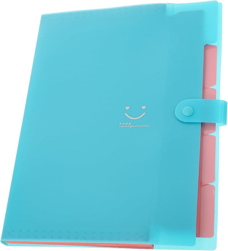 A4 Expanding Document Folder Organizer 5 Compartments Blue Student Office Receipt Storage - Image 1