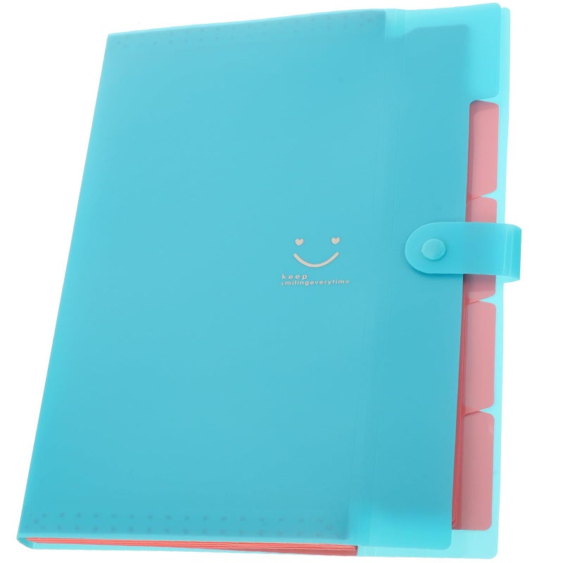 A4 Expanding Document Folder Organizer 5 Compartments Blue Student Office Receipt Storage - Image 2