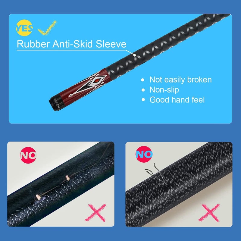 Joovon Pool Sticks Set of 4 and Set of 2 with 13mm Cue Tip - 58" Pool Cue with Rubber Anti-Skid Sleeve - Image 3