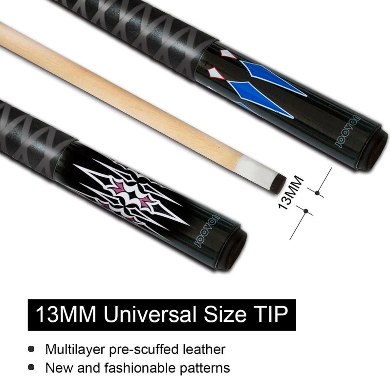 Joovon Pool Sticks Set of 4 and Set of 2 with 13mm Cue Tip - 58" Pool Cue with Rubber Anti-Skid Sleeve - Image 5