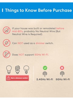 meross meross 4 Pack 3 Way Smart Switch Smart Light Switch Supports Apple HomeKit, Siri, Alexa, Google Assistant & SmartThings, Wall Switch Neutral Wire Required, Remote Control Timer  - Image 4