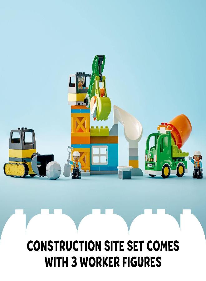 LEGO DUPLO Construction Site 10990, Crane Toy, Bulldozer and Cement Mixer, Large Bricks Educational Sensory Toys for 2 Plus Year Old Toddlers, Boys and Girls
