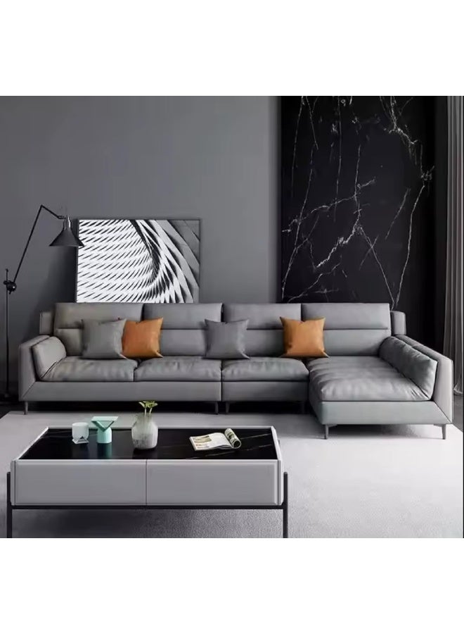 Poppins Home Modern 5-Seater L-Shaped Fabric Sectional Sofa Set â€“ Stylish Corner Design for Living Rooms (Grey, Left Chaise Bed)  - Image 3