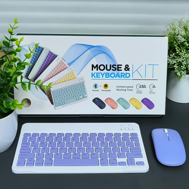 Zhang School Gold Medal Wireless Bluetooth Keyboard Mouse suit 10.1 "Keyboard I Mobile Phone Tablet Notebook Special lavender purple