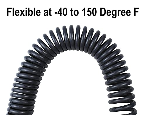 YOTOO Polyurethane Recoil Air Hose 3/8" Inner Diameter by 50' Long with Bend Restrictor, Repairable 1/4" Industrial Quick Coupler and Plug, Gray - Image 2