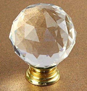 J P Hardware JP Hardware Clear Glass Crystal Diamond Shape Cabinet KnobsWardrobe Door KnobsCupboard Drawer Pull HandleGlass Dresser Knobs Pack of 4_40mm Crystal Glass Gold - Image 3