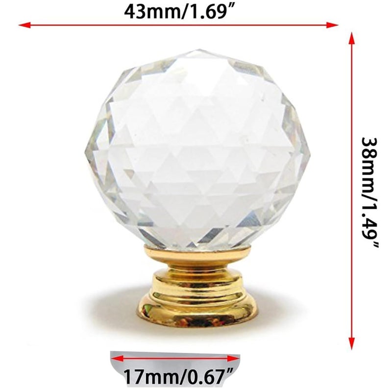 J P Hardware JP Hardware Clear Glass Crystal Diamond Shape Cabinet KnobsWardrobe Door KnobsCupboard Drawer Pull HandleGlass Dresser Knobs Pack of 4_40mm Crystal Glass Gold - Image 5