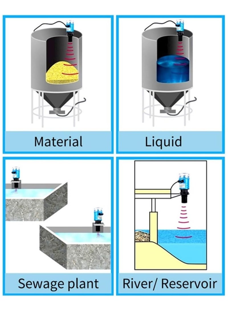 Ultrasonic Level Meter 4-20mA Output Integrated Sensor Level Meter silo Level Measurement Digital Display Water Level Sensor(0-5m 4-20mA) - Image 3