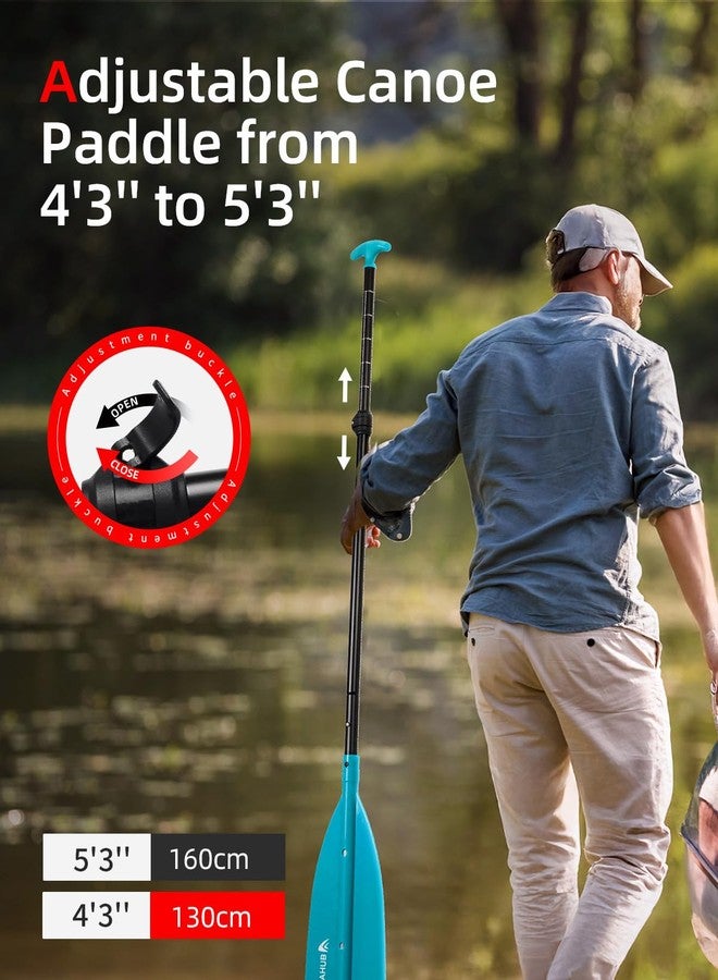 Abahub Adjustable Canoe Paddle Aluminum Shaft, 4'3''-5'3''/130cm-160cm, Floatable Oar for Canoeing Boating Kayaking, Light Blue - Image 3