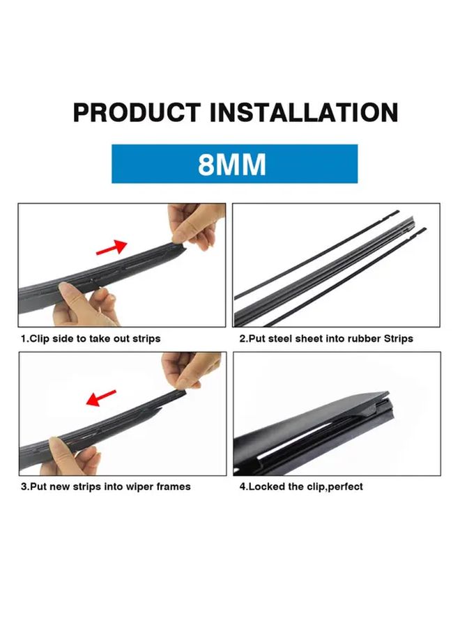 Universal Car Wiper Blades 2pcs 19 Inch 475mm Hybrid Frame Rubber Strip - Image 4