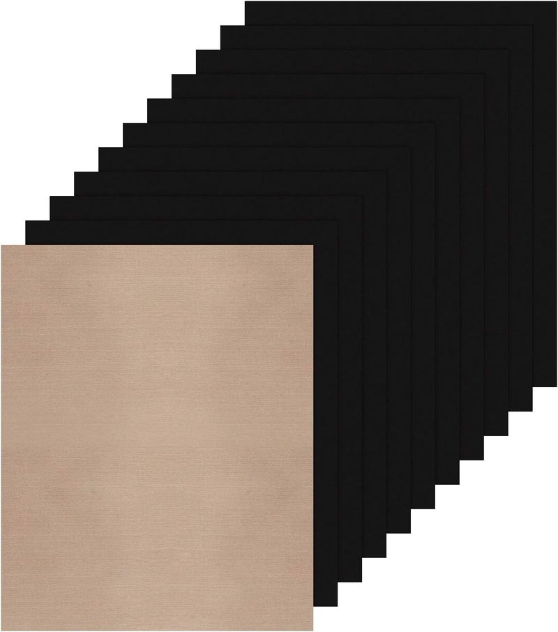 JANDJPACKAGING Black Heat Transfer Vinyl for T- Shirts- 10 Sheets,10"x12" Black HTV Iron On Vinyl for Cricut and Silhouette Cameo Including Teflon Sheet - Image 1